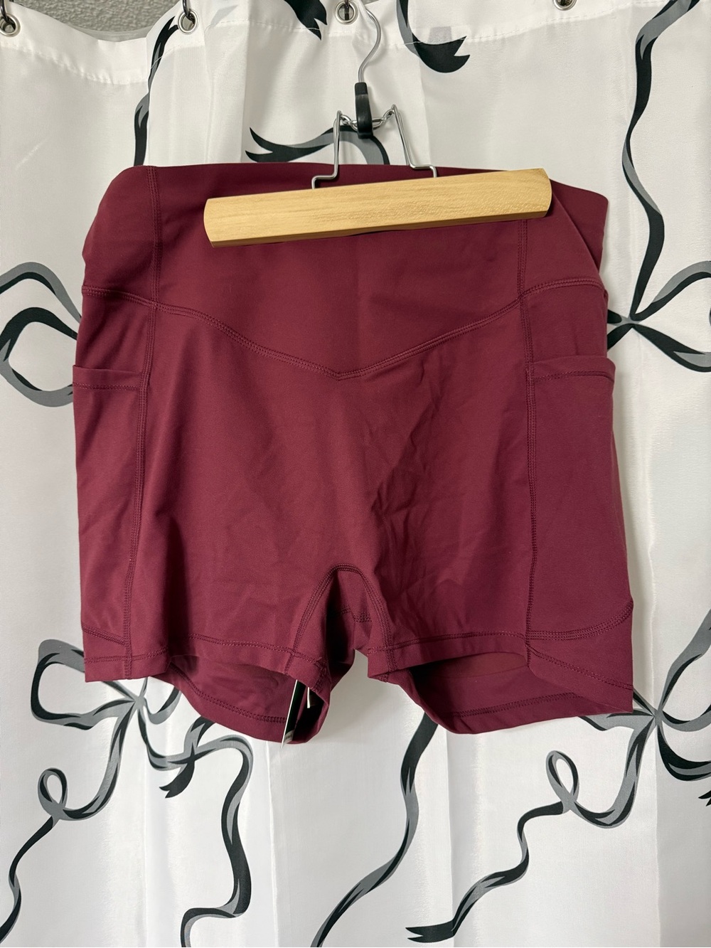 Halara Women's High-Rise Bike Shorts in Burgundy, Large
